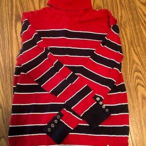 Tommy Hilfriger Red, Black & White Striped Sweater
